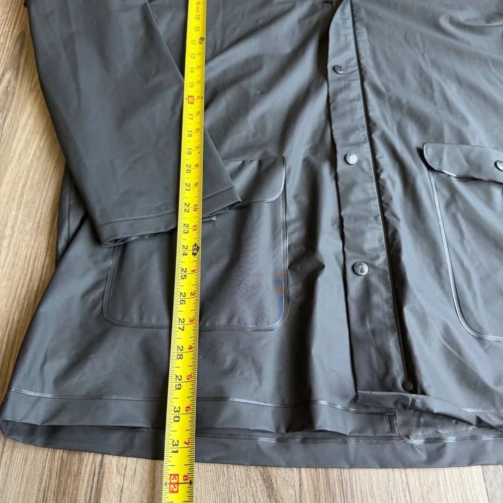 Coleman Mens XL Black PVC Waterproof Hooded Rain Jacket Coat Outdoor Utility